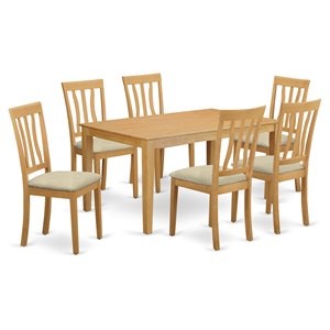 Pemberly Row 7-Piece Wood Dining Set with Cushion Seat in Oak Finish