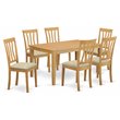 Pemberly Row 7-Piece Wood Dining Set with Cushion Seat in Oak Finish