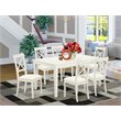 Pemberly Row 7-Piece Wood Dining Set with Leather Seats in White Finish