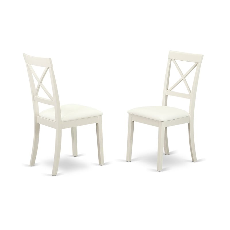 Pemberly Row 7-Piece Wood Dining Set with Leather Seats in White Finish