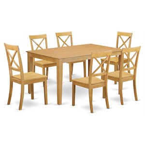Pemberly Row 7-Piece Traditional Wood Dining Set in Oak Finish