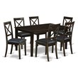 Pemberly Row 7-Pc Wood Dining Set with Faux Leather Seats in Cappuccino