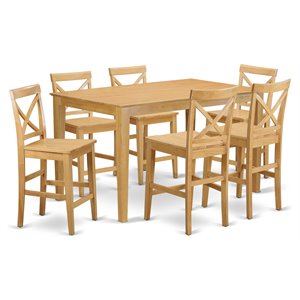 Pemberly Row 7-Piece Counter Height Dining Set in Oak Finish