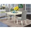 Pemberly Row 3-Piece Wood Dining Set with Fabric Seat in Linen White