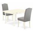 Pemberly Row 3-Piece Wood Dining Set with Fabric Seat in Linen White