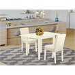 Pemberly Row 3-Piece Wood Dining Set with Light Beige Cushions in White