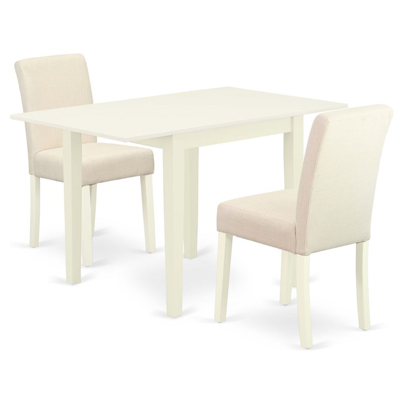 Pemberly Row 3-Piece Wood Dining Set with Light Beige Cushions in White