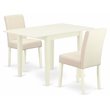 Pemberly Row 3-Piece Wood Dining Set with Light Beige Cushions in White