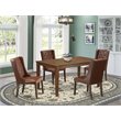 Pemberly Row 5-Piece Rubberwood Dining Set with PU Leather Chairs in Mahogany