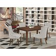 Pemberly Row 5-Piece Rubberwood Dining Set with Linen Chairs in Mahogany