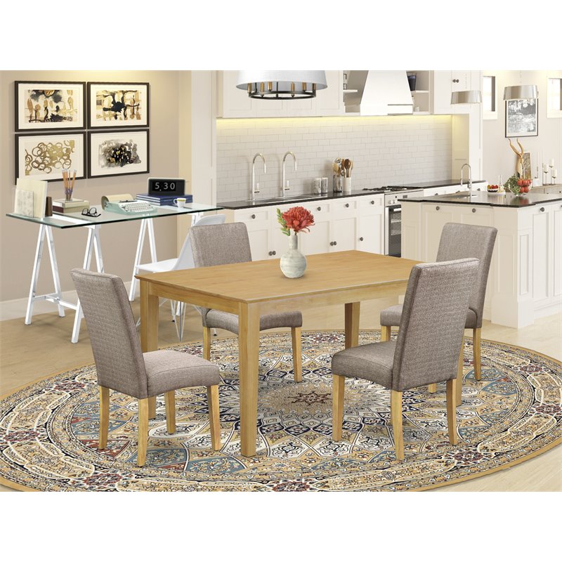 Pemberly Row 5-Piece Wood Dining Table Set in Oak and Dark Khaki