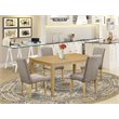 Pemberly Row 5-Piece Wood Dining Table Set in Oak and Dark Khaki