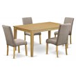 Pemberly Row 5-Piece Wood Dining Table Set in Oak and Dark Khaki