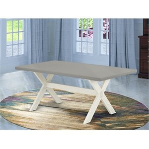 Pemberly Row X-Style 40x72&quot Wood Dining Table in Gray/White Finish