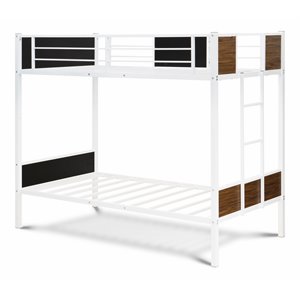 Pemberly Row Lynfield 41&quot Metal Twin Bunk Bed in Powder Coated White