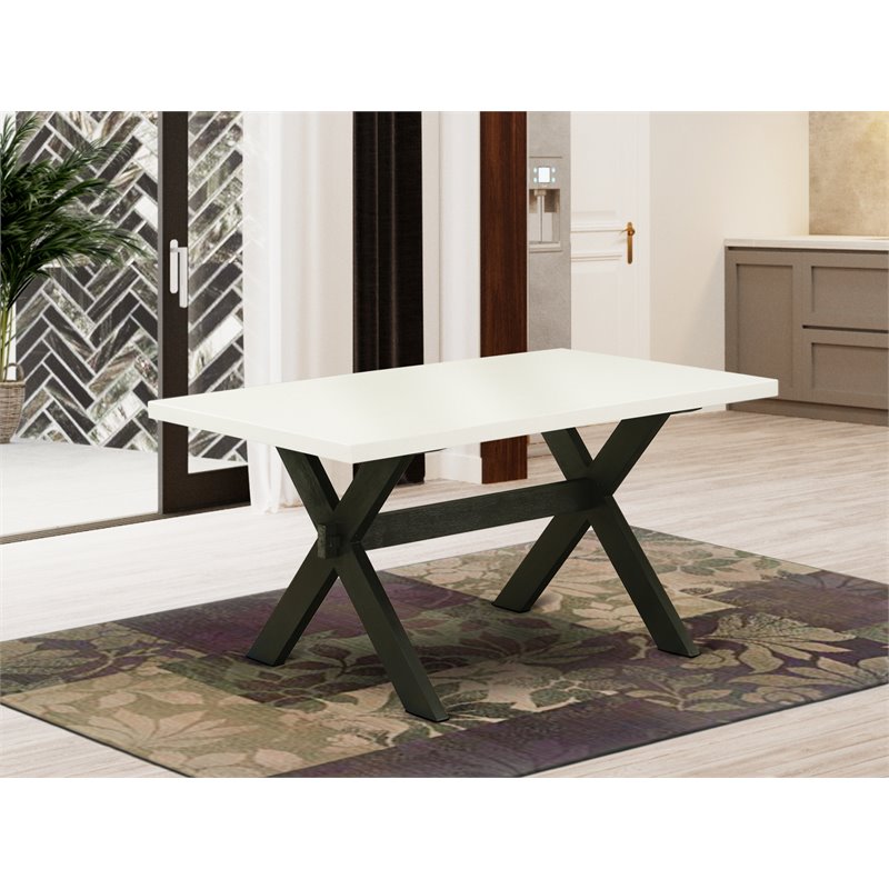 Pemberly Row X-Style 36x60 in Wood Dining Table in Black and White