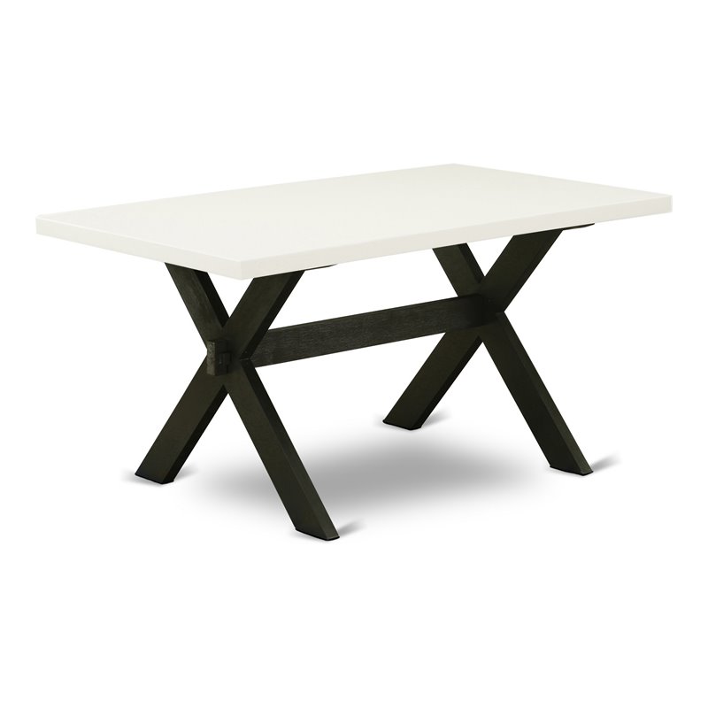 Pemberly Row X-Style 36x60 in Wood Dining Table in Black and White