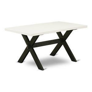 Pemberly Row X-Style 36x60 in Wood Dining Table in Black and White
