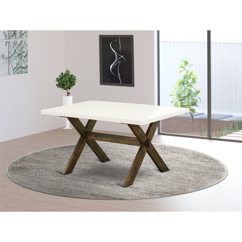 Pemberly Row 36x60 Wood Dining Table in Linen White and Espresso Finish