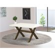 Pemberly Row 36x60 Wood Dining Table in Linen White and Espresso Finish