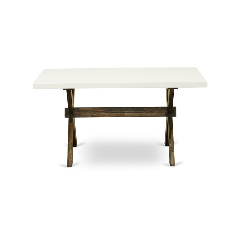 Pemberly Row 36x60 Wood Dining Table in Linen White and Espresso Finish