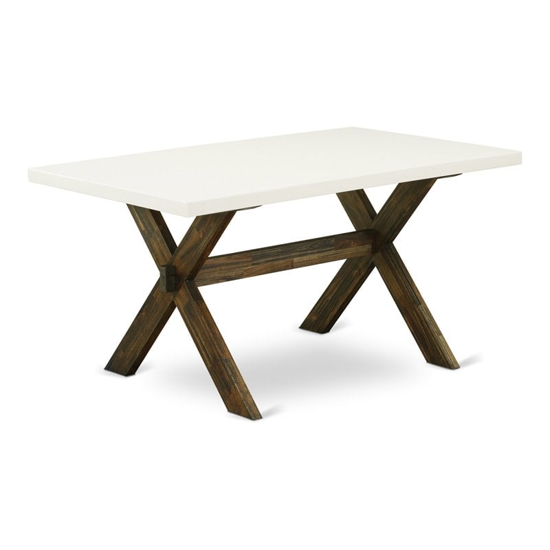 Pemberly Row 36x60 Wood Dining Table in Linen White and Espresso Finish