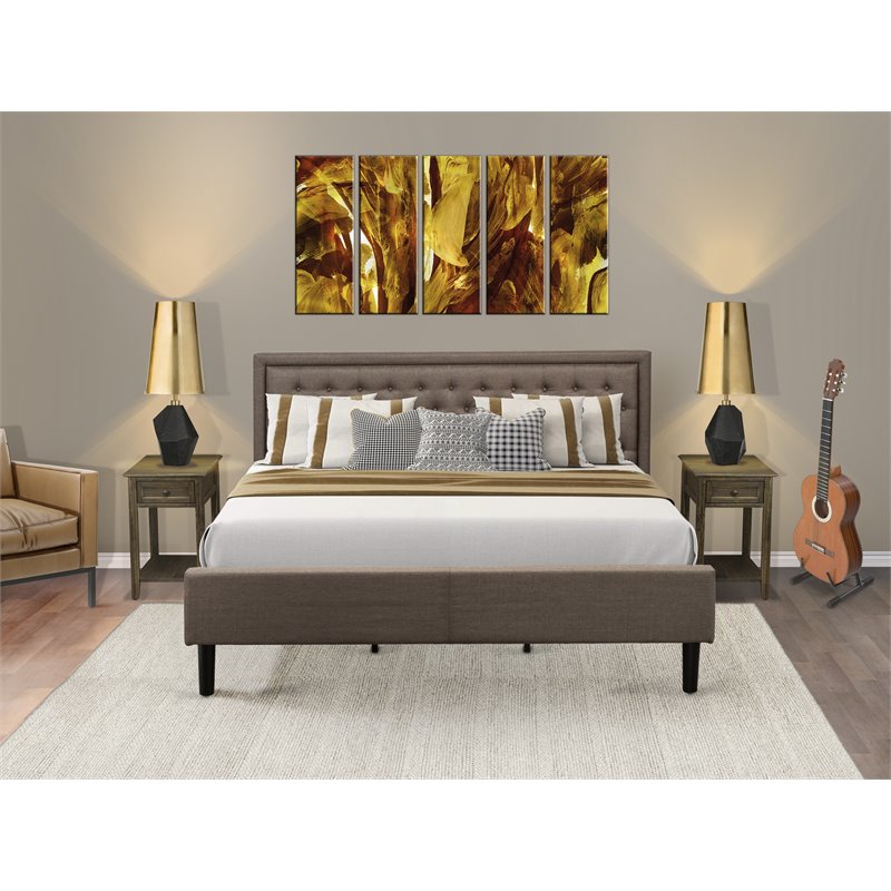Pemberly Row 3-Piece Wood King Bedroom Set in Brown/Distressed Jacobean