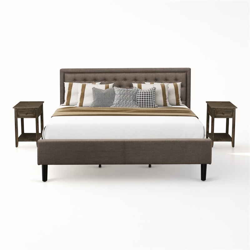 Pemberly Row 3-Piece Wood King Bedroom Set in Brown/Distressed Jacobean