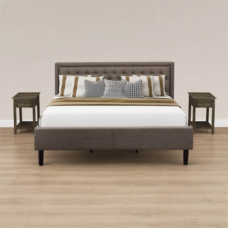 Pemberly Row 3-Piece Wood King Bedroom Set in Brown/Distressed Jacobean