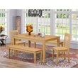 Pemberly Row 5-Piece Wood Dining Set with Wooden Benches in Oak Finish