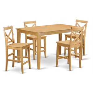 Pemberly Row 5-Piece Oak Counter Height Table and Dining Chair Set
