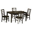 Pemberly Row 5-Piece Wood Dining Set in Cappuccino Finish with Wood Seats