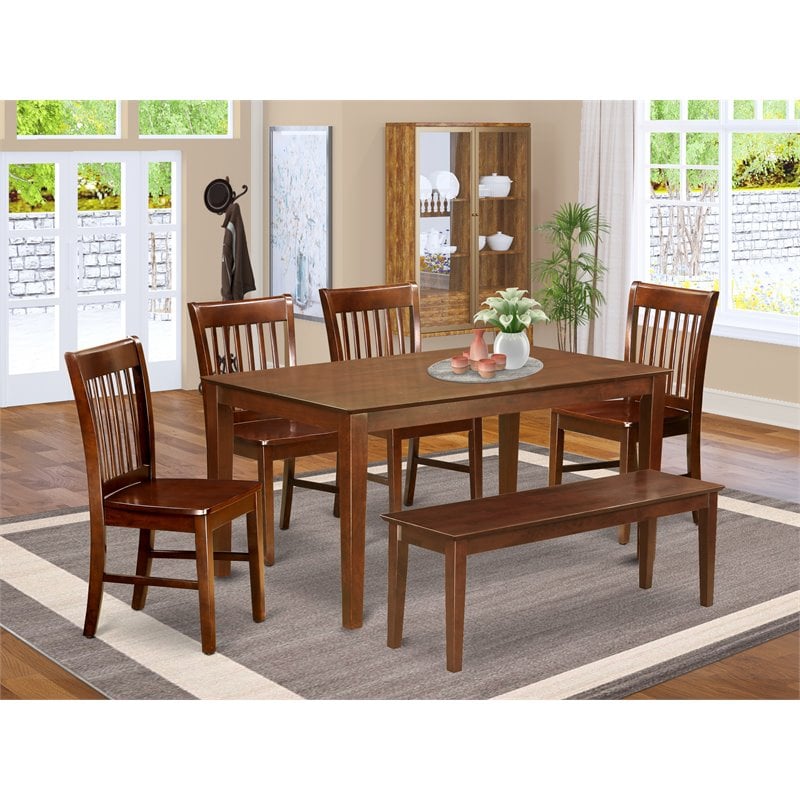 Pemberly Row 6-Piece Wood Traditional Dinette Set in Mahogany