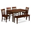 Pemberly Row 6-Piece Wood Traditional Dinette Set in Mahogany