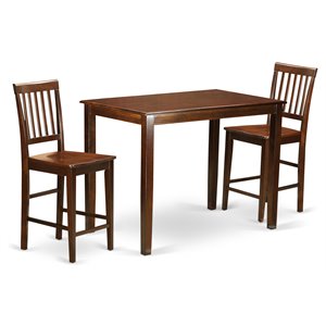 Pemberly Row 3-Piece Wood Counter Height Dining Set in Mahogany