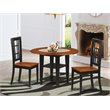 Pemberly Row 3-Piece Wood Dining Set in Black and Cherry with Wood Seats