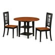 Pemberly Row 3-Piece Wood Dining Set in Black and Cherry with Wood Seats