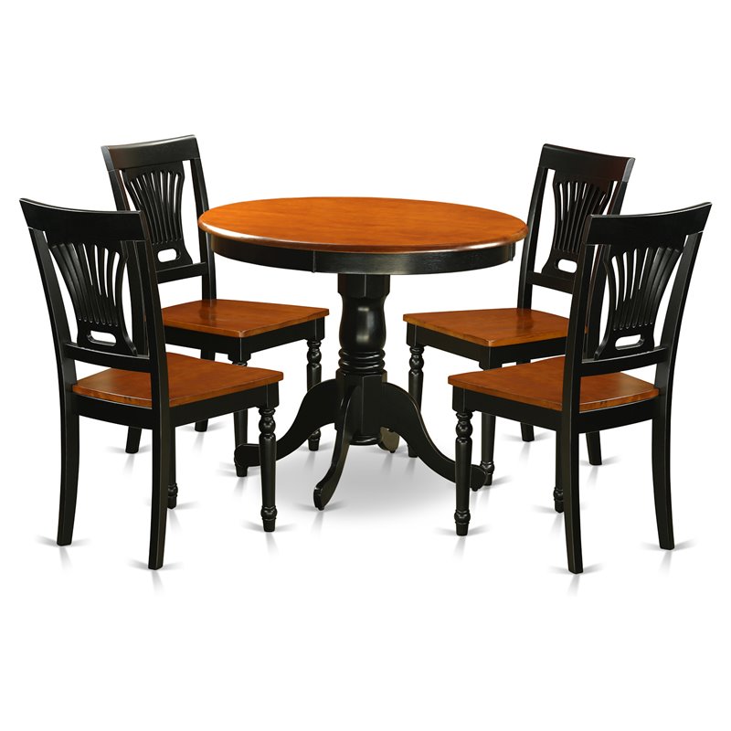 Pemberly Row Antique 5-Piece Wood Dining Set in Black and Cherry