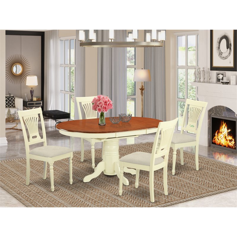 Pemberly Row 5-Piece Rubberwood Dining Set in Buttermilk and Cherry