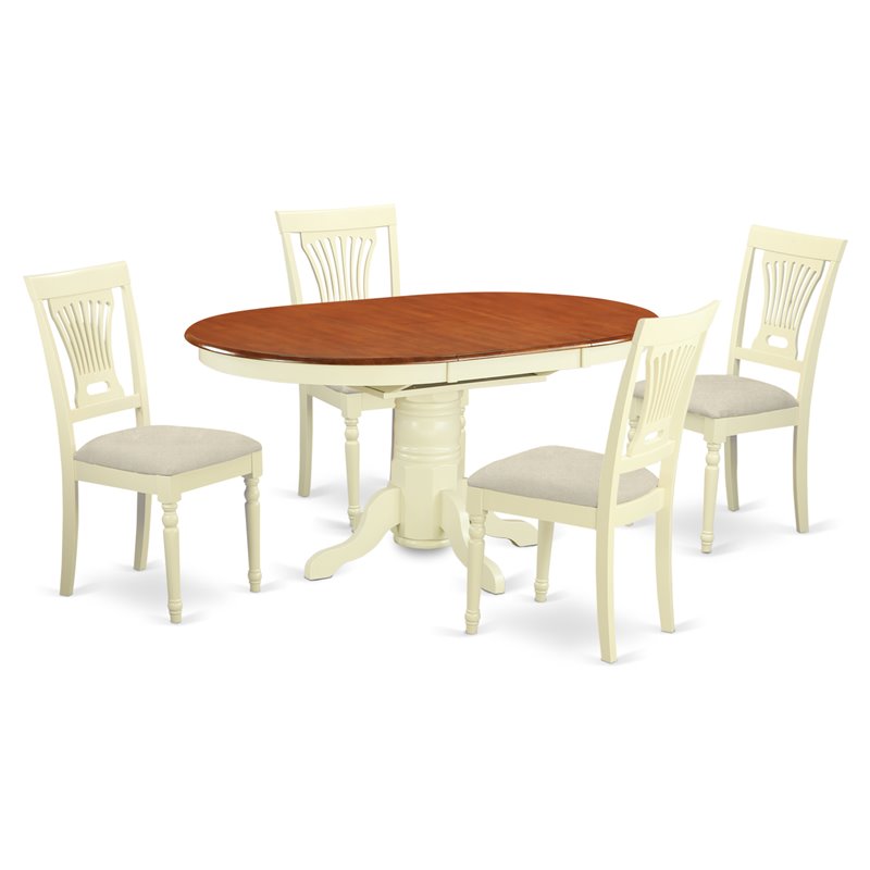 Pemberly Row 5-Piece Rubberwood Dining Set in Buttermilk and Cherry
