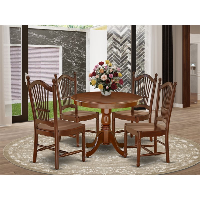 Pemberly Row 5-Piece Wooden Dining Table and Chairs in Mahogany
