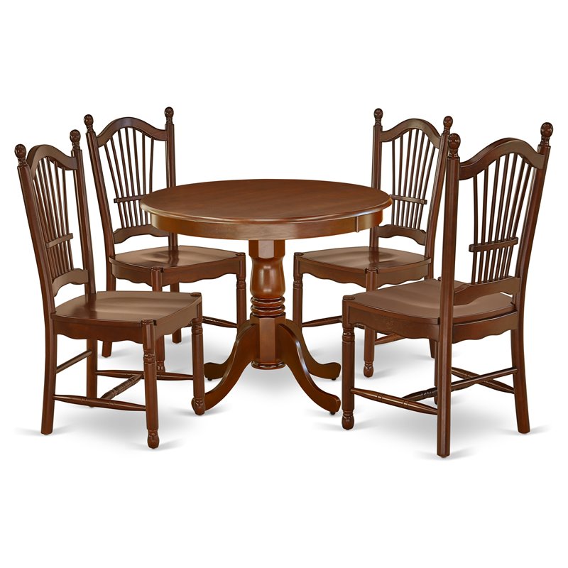 Pemberly Row 5-Piece Wooden Dining Table and Chairs in Mahogany