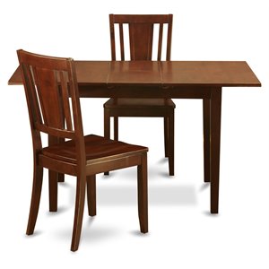 Pemberly Row 3-Piece Wood Kitchen Table Set with Extension Leaf in Mahogany