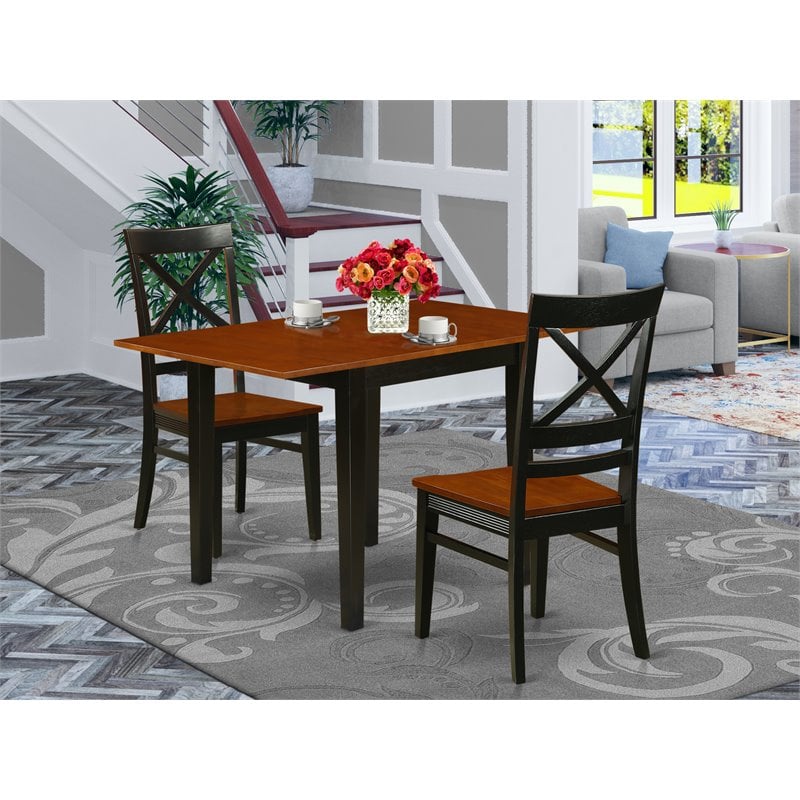 Pemberly Row 3-Piece Wood Dining Set with X-Back Chairs in Black/Cherry