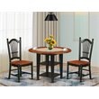 Pemberly Row 3-Piece Drop Leaf Dining Set with Wood Chairs in Black