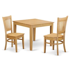 Pemberly Row 3-Piece Wood Kitchen Table Set with Oak Finish
