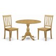 Pemberly Row 3-Piece Drop Leaf Wood Dining Set with Chairs in Oak Finish