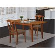 Pemberly Row 3-Piece Dining Set with Fabric Seats in Saddle Brown Wood