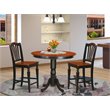 Pemberly Row Trenton 3-Piece Pub Table Set with Chairs in Black and Cherry