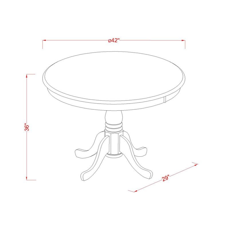 Pemberly Row Trenton 3-Piece Dining Table Set in Black and Cherry Finish